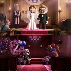 an animated wedding scene with the bride and groom standing at the alter