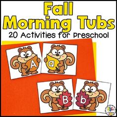 fall morning tubs activities for preschool to practice letter recognition and matching with the alphabet