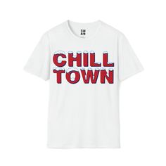 Chilltown Jersey City The unisex soft-style t-shirt puts a new spin on casual comfort. Made from very soft materials, this tee is 100% cotton for solid colors. Heather colors and sports grey include polyester. The shoulders have twill tape for improved durability. There are no side seams. The collar is made with ribbed knitting to prevent curling damage.  .: 100% ring-spun cotton (fiber content may vary for different colors) .: Light fabric (4.5 oz/yd² (153 g/m .: Eurofit .: Tear-away label .: Runs true to size Cotton Slogan Tops For Fan Merchandise, Casual T-shirt With Text Print For Fans, Casual Text Print T-shirt For Fan Merchandise, Jersey City, Soft Style, Twill Tape, Cotton Fiber, Light Fabric, Labour Day