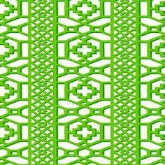 a green and white pattern with an intricate design on the bottom, in different directions