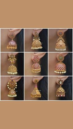 Buttalu Earrings Gold, Buttalu Earrings, Bridal Jhumkas, Unique Gold Jewelry Designs, Temple Jewelry Necklace, Antique Gold Earrings, Antique Necklaces Design, Gold Jewelry Outfits