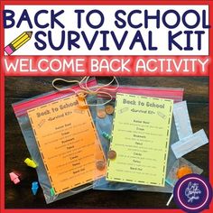 the back to school survival kit is open and ready for students to use it in their classroom