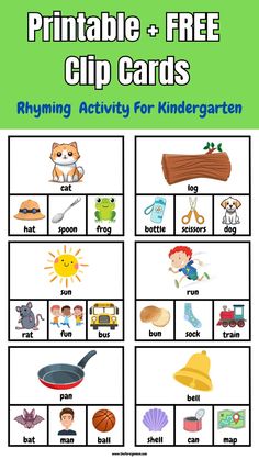 printable and free clip cards for kids to learn