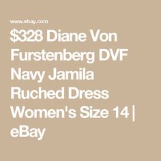 $328 Diane Von Furstenberg DVF Navy Jamila Ruched Dress Women's Size 14  | eBay Capped Sleeve Dress, Dress Picture, Ruched Dress, Von Furstenberg, Diane Von