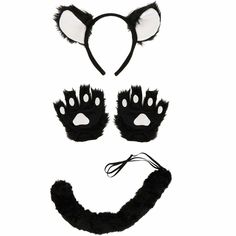 The Fun Costumes Deluxe Cat KitTransform yourself into a sweet black kitty or a black cat trickster when you get this deluxe cat accessory kit! When it comes to cat costume accessories, we're sure you want pieces that feature thick black faux and classic kitty cat style. We're happy to oblige, which is why our costume design team whipped up this quick and easy cat ears and tail set women will love. The cat ears headband has two plush ears attached over a plastic headband. This set also includes Black Novelty Costumes For Costume Party, Black Novelty Costume For Costume Party, Novelty Cat Ears Accessories With Cat Design, Black Cat Design Costume Accessories For Cosplay, Cat Ears Costume Accessories For Costume Party, Black Cat Ears For Halloween, Black Cat Ears Costume Accessories For Party, Cat Design Costume Accessories For Halloween, Black Cat Design Costume Accessories For Halloween