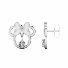 Style: Animal Occasion: Party/Pom Christmas Graduation Mother's Day Birthday Best For: Daughter Mother Wife Sister Girlfriend Friend Showcasing the one and only Minnie Mouse, these iconic Simulated character stud earrings Twinkle Collection are certain to be treasured. Crafted in Sterling Silver,each classic outline - complete with her telltale bow - shimmers with the addition of a sparkling Diamond Simulants. Buffed to a brilliant luster, these delightful post earrings secure comfortably with f Silver Jewellery Online, Types Of Diamonds, Swarovski Stones, Sister Wife, Sparkling Diamond, Local Jewelry, Diamond Simulant, The One And Only, Diamond Sizes