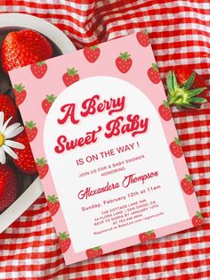 a strawberry baby shower is on the way