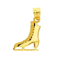 Exhibiting unbeatable grace and elegance, this adoring 14k gold 3d Ice Skate charm will add some sizzle to your spin on and off the ice. Intricately hand mastered with impressive attention to every detail, the 14k gold 3d Ice Skate charm reveals the magic of the ice captured in scintillating 14k gold. NOTE: This 14k gold 3-d ice skate charm is handcrafted to order and requires 5-7 business days or less for processing before shipment! SKU# 3527 Made to Order Width: 15mm (0.59 inches) Height: 16mm (0.63 inches), excluding the bale Weight: 3.3 grams 3-Dimensional Back Polish Finish Brand: 14kZone 14K Yellow Gold Stamped 14K 14-karat Solid Gold (NOT PLATED) Jewelry Box included Chain is not included Made and Shipped from Los Angeles, USA FREE USPS Ground Advantage Shipping 45 Day Money Back Gu Ice Skate, Fine Jewelry Bracelets, Sports Photography, Ice Skating, Jewelry Plate, Skating, Three Dimensional, Pendant Necklaces, Solid Gold