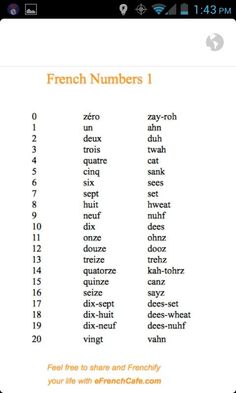 the french numbers 1 and 2 are shown in this table topper, which includes two rows