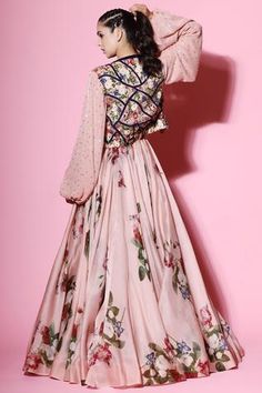 Shop for Mahima Mahajan Pink Organza Printed Jacket Lehenga Set for Women Online at Aza Fashions Skirt With Jacket, Sequin Bustier, Mahima Mahajan, Classy And Fab, Jacket Lehenga, Organza Jacket, Indian Bridesmaid Dresses, Printed Lehenga, Printed Organza