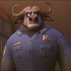 an animated character with horns on his head