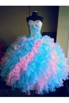 Unique Quinceanera Dresses-fancyflyingfox.com Rainbow Quinceanera Dresses, Kids Ball Gowns, Quinceñera Dresses, Ruffle Prom Dress, Quinceanera Dresses Pink, Quinceanera Dresses Blue, Formal Ball Gown, Quince Dress