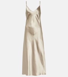 Clea Silk Satin Slip Dress in Beige - Joseph | Mytheresa Beige Silk Dress, Joseph Clothing, Silk Clothes, What To Wear To A Wedding, Guest Attire, Wedding Attire Guest, Silk Slip Dress, Satin Slip, Silk Slip