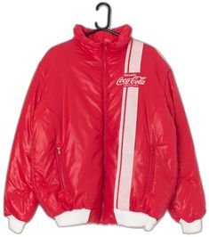 Red 90s Style Streetwear Outerwear, Red 90s Style Outerwear For Streetwear, 90s Red Outerwear For Streetwear, Casual Red Puffer Jacket For Streetwear, Sporty Red Hooded Puffer Jacket, Red Outerwear With Padded Collar For Streetwear, Red Padded Collar Outerwear For Streetwear, Red Long Sleeve Puffer Jacket With Padded Collar, Red Puffer Outerwear For Streetwear