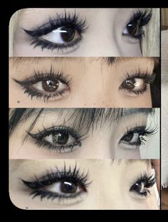 Gyaru Assesories, Alt Makeup Ideas Eyeliner, Cute Alt Makeup Ideas, Eye Bag Makeup Look, Alt Makeup No Lashes, Emo Douyin Makeup, Batwing Makeup, Anime Eyeliner Styles, Easy Y2k Makeup