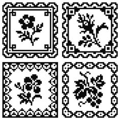 four squares with different designs on them