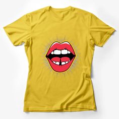 Red Lip Pop Art T-Shirt, Bold Comic Style Mouth Tee, Retro Fashion Casual Wear, Vibrant Lipstick Graphic Top, Unisex Shirt Female T-Shirt Custom graphic T-Shirt.Customize your color Shirt Female, Comic Style, Graphic Top, Red Lip, Art T Shirt, Comic Styles, Red Lips, Unisex Shirt, Fashion Casual