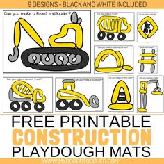 free printable construction playdou mats for kids