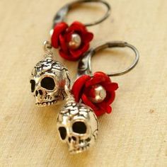 skulls Gothic Bridesmaids, Bridesmaids Earrings, Earrings Gothic, Skull Fashion, Halloween Jewelry, Skull Ring