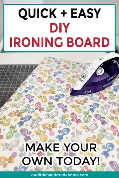 Learn how to make a DIY Ironing Board in 5 simple steps! Perfect for quilters and sewing enthusiasts who want a custom, easy-to-create workspace. Make Ironing Board Table, Ironing Board Tables Diy, Diy Ironing Station, Homemade Ironing Board, Sewing Room Ironing Board, Diy Pressing Board, How To Make An Ironing Board Table