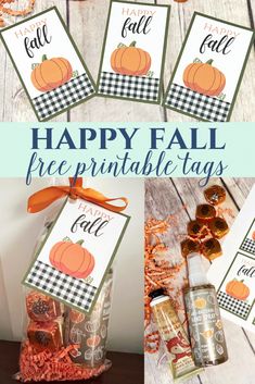 free printable fall tags with pumpkins and gingham