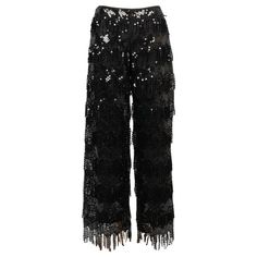 Pucci - (Made in Italy) Black silk and cotton pants covered with lace embroidered with sequined fringes. 40FR size indicated. Additional information: Condition: Very good condition Dimensions: Waist: 39 cm - Hips: 46 cm - Length: 93 cm Seller Reference: FJ118 Emilio Pucci, Cotton Pants, Black Silk, In Italy, Fashion Outfits, Silk, Lace, Pants, Closet