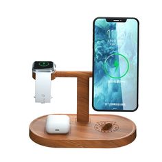 15W Magnetic 3 in 1 Bamboo Wood Wireless Charger Station Watch Wood, Mom Gift Guide, Apple Watch Charging Stand, Wood Apples, Apple Watch 1, Charger Station, Airpods 2, Iphone Watch, Watch Charger