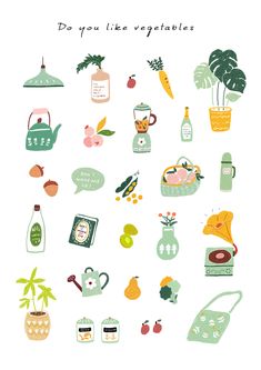 a poster with various items that say do you like vegetables?