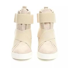 Style Fashion Item Sneakers Upper Material Faux Leather Toe: Round Toe Closure Type: Criss Cross Heels: Flats Cross Heels, Wedge Heel Sneakers, Heels Sneakers, High Wedges, Shoes Heels Wedges, Casual Heels, Wedge Sneakers, Sneaker Heels, Lace Up Heels