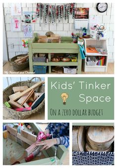 kids'tinker space on a zero dollar budget with lots of toys and crafts