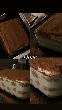 four different stages of how to make an ice cream cake