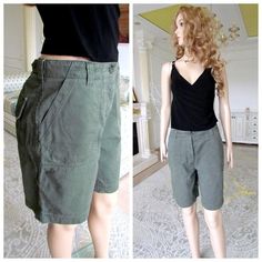 military shorts olive green shorts Forest Green Vintage 90's Women's Clothing womens shorts Army Shorts Cargo Shorts M Bermuda shortsReady to ship.MATERIAL : 100% cotton waist: ( 77 cm ) 30.3"HIP ( 104 cm ) 41"length: ( 47 cm ) 18.5"Size: MNOTEThe color on the pictures may vary due to monitor settings and light reflections. We appreciate your patience.Thank you so much for looking at my works!Please do not hesitate to contact with me for any questions.See you. Green Military Style Shorts, Green Military Style Cargo Shorts For Outdoor, Floral Denim Pants, Green Military Cargo Shorts, Green Military Cargo Shorts With Pockets, Army Shorts, Military Shorts, Shorts Linen, Brown Leather Coat