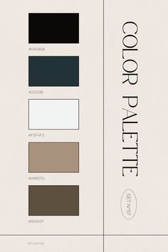 the color palette for an interior design project is shown in black, brown and white