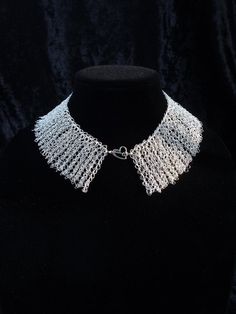 Wire crochet necklace, silver plated wire mesh peter pan collar choker, bridal jewelry Wire Crochet Necklace, Wire Crochet Jewelry, Wire Jewelry Rings, Wire Jewelry Making, Collar Choker, Wire Crochet, Choker Collar, Wire Mesh, Crochet Jewelry