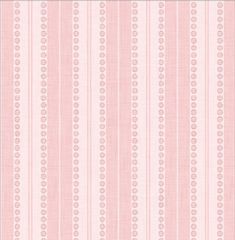 a pink and white striped wallpaper with small circles on the border, in an ornate pattern