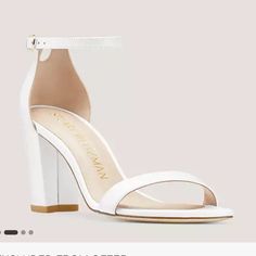 Brand New Stuart Weitzman ‘Nearlynude’ Strap Sandals In White Leather. Never Worn, Excellent Condition. Stuart Weitzman Yuliana 60, Stuart Weitzman Sandals, Stuart Weitzman Shoes, Strap Sandals, Stuart Weitzman, White Leather, Shoes Women Heels, Shoes Heels, Brand New