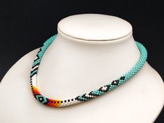 Ethnic Beaded Necklace for Women Turquoise Necklace Native - Etsy Handwoven Turquoise Round Bead Jewelry, Handmade Turquoise Beaded Choker Necklace, Native American Style, Handmade Beaded Jewelry, Native American Fashion, Seed Bead Necklace, Beaded Hoops, Ethnic Jewelry, Style Necklace