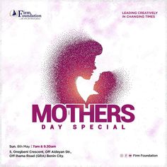 the poster for mothers day special, featuring silhouettes of two people and an orange background