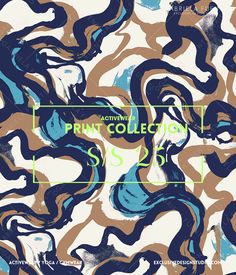 an abstract blue and brown pattern with the words print collection ss 2013