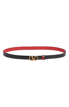 An antiqued VLOGO buckle based on a 1979 archival motif brands this reversible leather belt featuring two keepers to match or contrast with each side. Leather Made in Italy Best Valentine's Day Gifts, Valentino Garavani, Leather Belt, Valentine Day Gifts, In Italy, Nordstrom, Buckle, Women Accessories, Italy