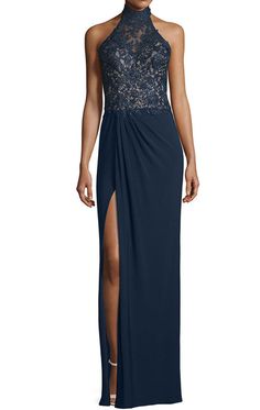 Long Mothers Dress, Navy Evening Gown, Coktail Dress, Halter Dress Formal, Navy Evening Dresses, Halter Prom Dresses, Navy Lace Dress, Long Blue Dress, Mother Of Groom Dresses