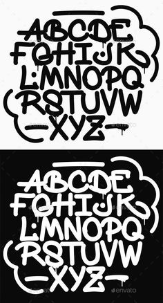 some type of graffiti font and numbers in black and white, with the letters below it