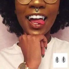 [2X Single Tooth] Silver Vampire Fang Grillz Fang Grillz, African American, Piercings, Ring, Gold