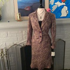 New With Tags Jones New York Suit Sz 6 Spring Fitted Wool Tweed Dress, Spring Wool Tweed Fitted Dress, Spring Wool Tweed Dress Fitted, Spring Wool Tweed Dress, Jones New York, Skirt Set, Womens Skirt, Lavender, New York