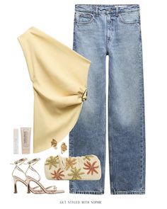 Pastel Yellow Outfit, Colorful Jeans, Outfit Inspo Spring, Yellow Pastel, Jeans Summer, Elegant Outfit Classy, Outfit Zara, Ootd Spring, Clueless Outfits