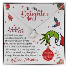 a christmas card with the message to daughter