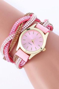 Classic Crystal Strap Quartz Watch #pink #watch #watches Trendy Party Watches, Elegant Pink Watch Accessories With Bracelet Strap, Trendy Multicolor Quartz Watches, Luxury Pink Gold Watches With Quartz Movement, Pink Watches With Bracelet Strap And Adjustable Fit, Modern Pink Watch Bands With Bracelet Strap, Elegant Adjustable Pink Watch Bands, Pink Adjustable Watch With Round Dial, Luxury Pink Watch Band With Bracelet Strap