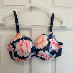 Victoria's Secret/Pink Push Up/Padded Bra, Soft T-Shirt Material Size: 34b Floral - Blue, Pink, Orange, Etc. Never Worn Spring Floral Print Multicolor Bra, Pink Floral Print Beach Bra, Padded Bra, Orange Pink, Pink Orange, Victoria's Secret Pink, Blue Orange, Secret Pink, Women's Intimates