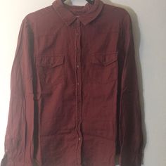 Maroon Button Down Top On Thinner Side So Great For The Beach Never Worn Perfect Condition Collared Burgundy Top With Button Closure, Burgundy Collared Top With Button Closure, Red Cotton Tops With Button Cuffs, Burgundy Button-up Top For Fall, Casual Burgundy Collared Top, Fall Burgundy Button-up Tops, Red Shirt With Button Cuffs For Fall, Red Shirt With Snap Buttons For Fall, Red Fall Shirt With Snap Buttons