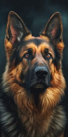 a close up of a dog's face looking at the camera with an intense look on its face